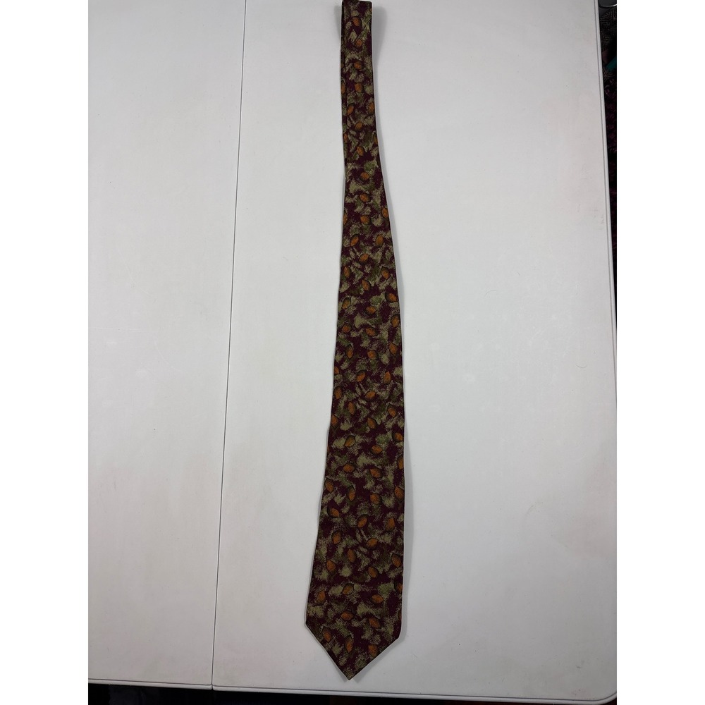 Vintage Christian Dior Monsieur Silk Tie Burgundy Abstract Leaf USA Made